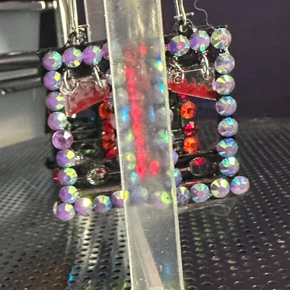 Rhinestoned Guillotine earrings (With gauge friendly hooks) - Picture 2 of 3
